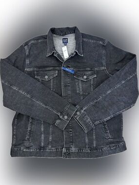 GAP Black Washed Denim Shirt Jacket